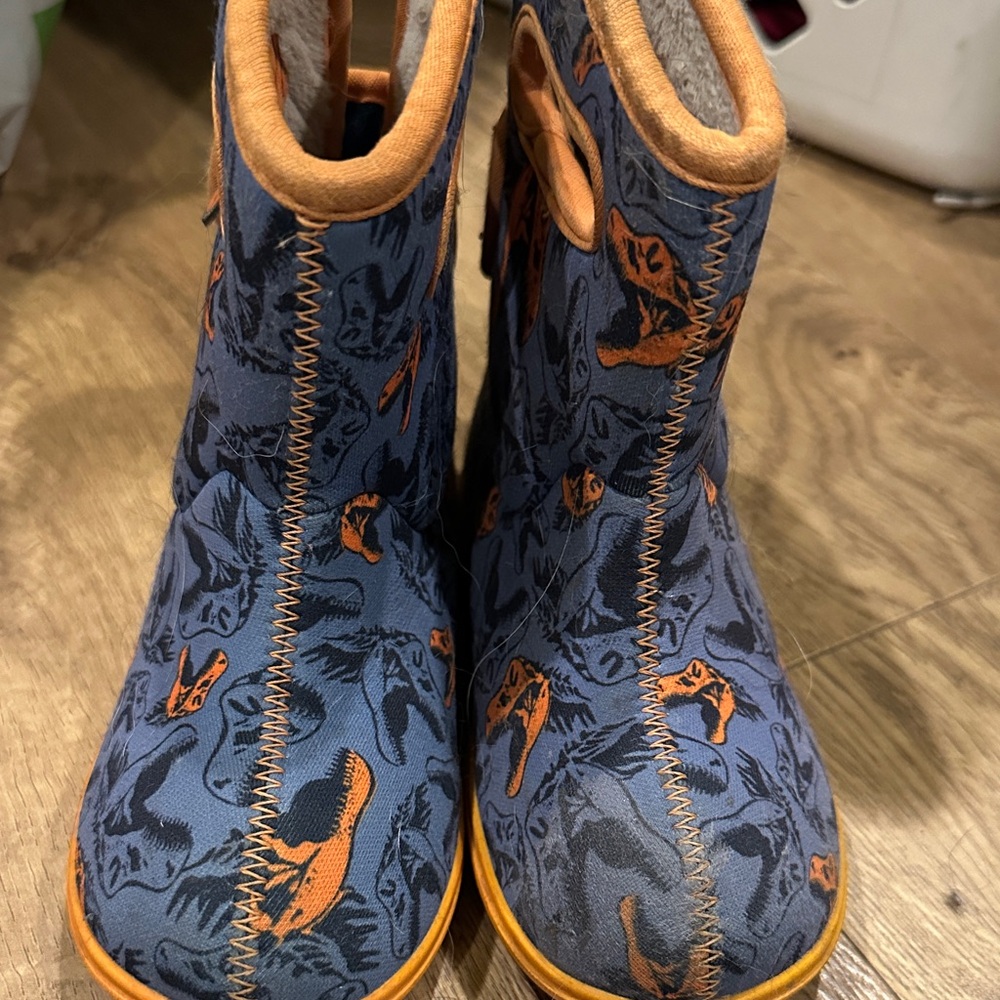Bogs Kids Blue and Orange Dino Boots